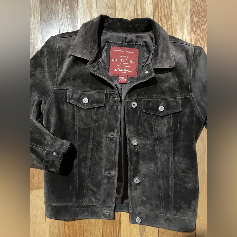 Vintage suede leather Eddie Bauer button coat